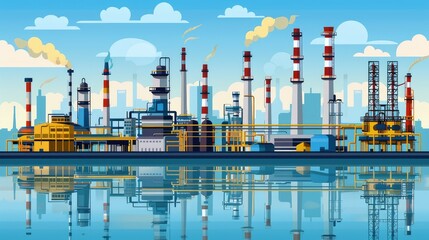 Obraz premium Modern Industrial Complex by the Waterside