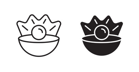 Pearl in the open shell vector web icons set