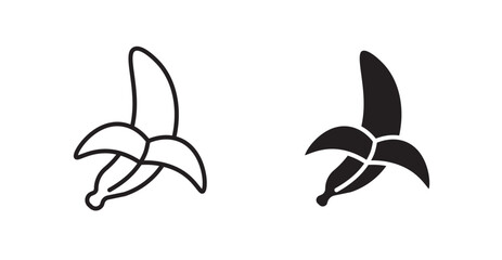 Peeled banana vector web icons set