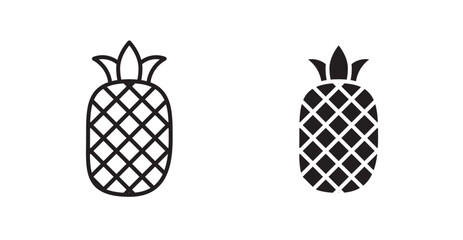 Pineapple vector web icons set