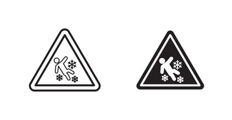 Slippery ice vectors web signs set