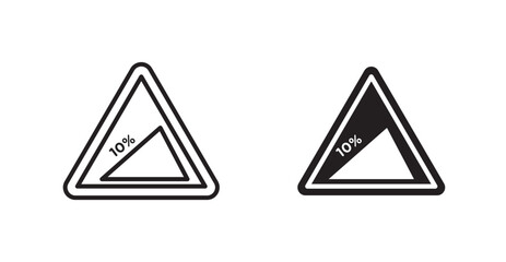 Steep slope ahead vectors web signs set