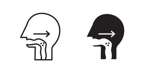 Swallowing reflex vector web icons set