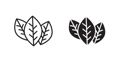Tobacco leaves vector web icons set