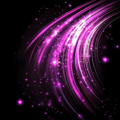 Obraz premium Swirling pink light trails with sparkles on black background for digital art
