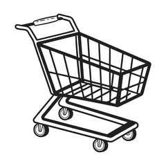 Simple Black and White Shopping Cart Icon