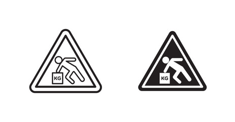 Warning heavy object vectors web signs set