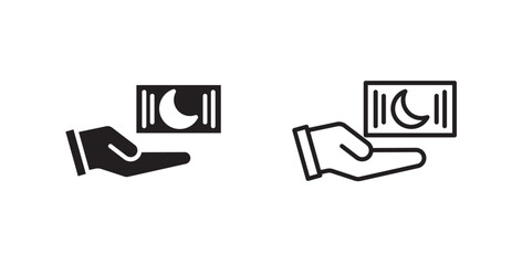 Zakat with money gift vector web icons set