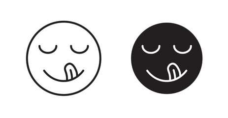 Yummy smile emoji vector web icons set