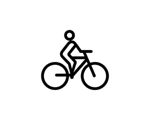 Obraz premium Bicycle icon vector logo template. Line art Bicycle logo design icon symbol vector illustration. Bicycle sign
