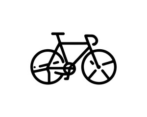 Obraz premium Bicycle icon vector logo template. Line art Bicycle logo design icon symbol vector illustration. Bicycle sign