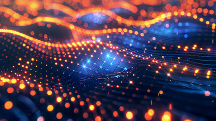 Glowing Digital Wave with Vibrant Lights