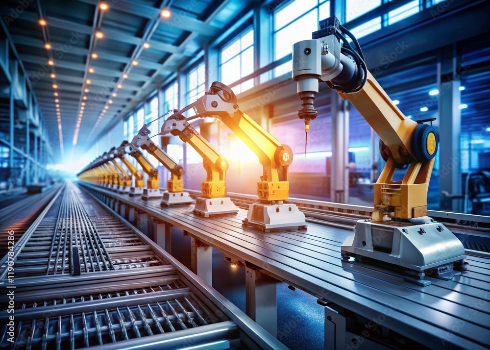 Poster smart robotic arms automate digital factory: industry 4.0 & iot control systems