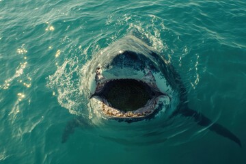 Whale shark filtering plankton in vibrant ocean scenery