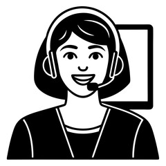 Silhouette of a Woman Smiling on a Video Call with Headphones WFH     