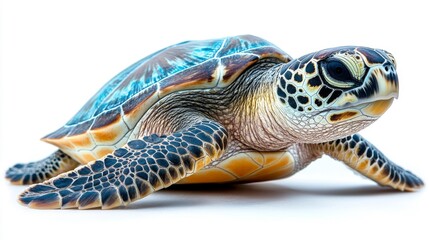 Fototapeta premium Sea Turtle on White Background. Generative AI