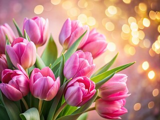 Obraz premium Soft Focus Pink Tulips Springtime Bloom - Delicate Spring Flowers
