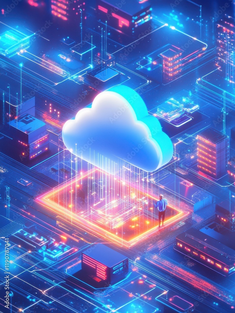 Poster global communication abstract concept vector illustration set. cloud management, cross-platform soft