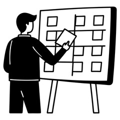 business man drawing diagram silhouette on white