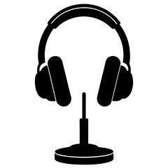 Silhouette of Headset Docked Remotely Connecting Technology vector    