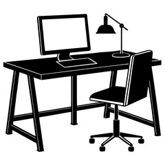 Fototapeta premium Tranquil Home Office Haven: Modern Ergonomic Workspace for Remote 