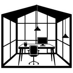 Fototapeta premium Tranquil Panoramic Workspace Envisioned as a Coastal Retreat desk chair