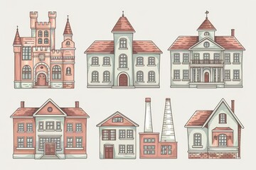 Fototapeta premium Collection of Diverse Architectural Building Designs