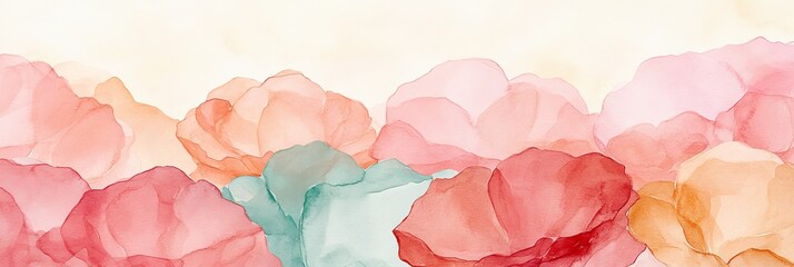 Watercolor Flower Abstract Background, Soft Pastel Floral Banner Design, Artistic Blurred Effect