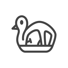 線画乗り物関連の単品アイコン　あひるボート