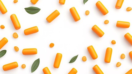 Baby carrots arranged on white background, healthy snack, food photography, for recipe blogs