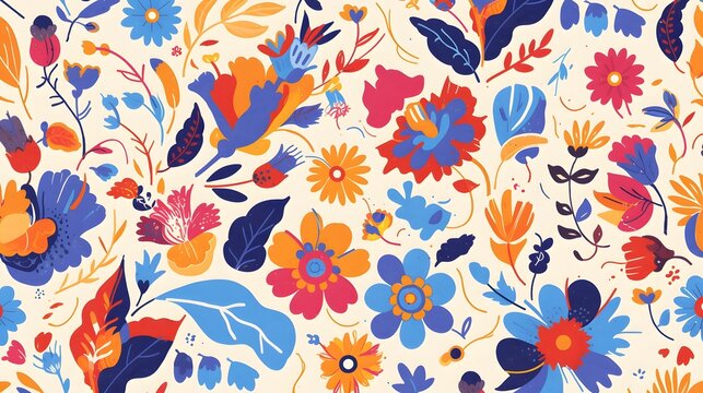 A bright and colorful Mexican floral pattern, bringing lively and festive elements to the design