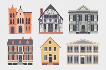 Fototapeta premium Six Architectural Styles of Historic Houses