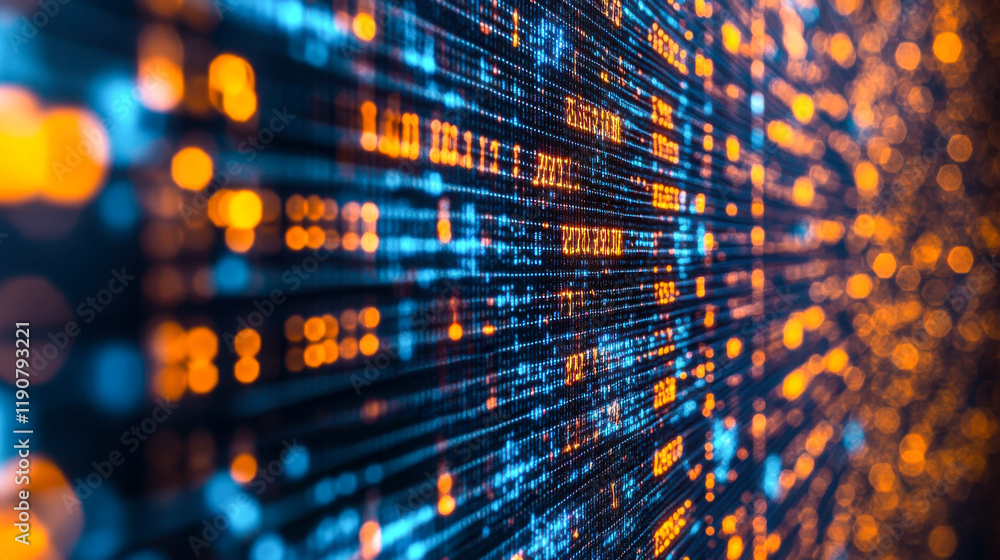 Poster colorful digital data patterns create an abstract visual representation of technology in a futuristi