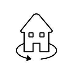 360 degree house icon vector outline logo sign