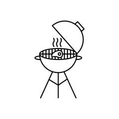 Barbecue grill icon vector outline logo sign