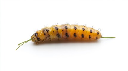 Blue Caterpillar with Black Spots on White Background. Generative AI