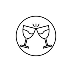 Champagne toast icon vector outline logo sign