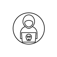 Cyber crime icon vector outline logo sign
