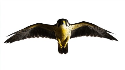 Naklejka premium Peregrine Falcon in Flight on White Background. Generative AI