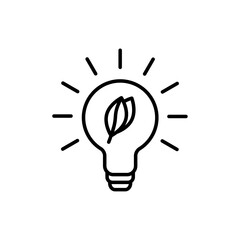 Eco light bulb icon vector outline logo sign