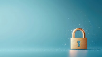 Fototapeta premium Secure Lock on a Blue Background with Sparkle Effects