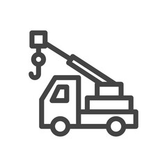 線画乗り物関連の単品アイコン　クレーン車