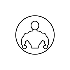 Man have strong muscles icon vector outline logo sign