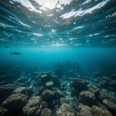 underwater scene with reef