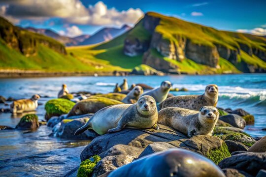 Icelandic Seal Colony at Ytri Tunga Beach: Tilt-Shift Photography