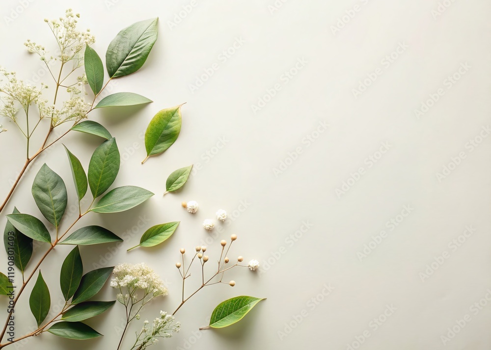 Poster subtle botanical earth day elements: copy space for text & design projects