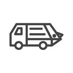 線画乗り物関連の単品アイコン　ゴミ収集車