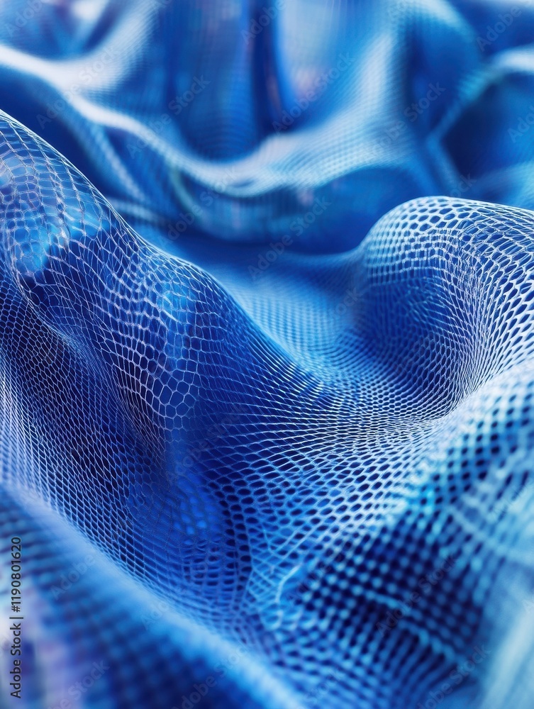Poster close up of creative blue polygonal background with mesh. network and science concept. 3d rendering