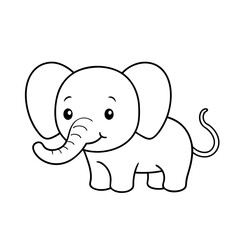 Elephant cartoon line art for children coloring book. coloring page  of a cute baby elephant cartoon