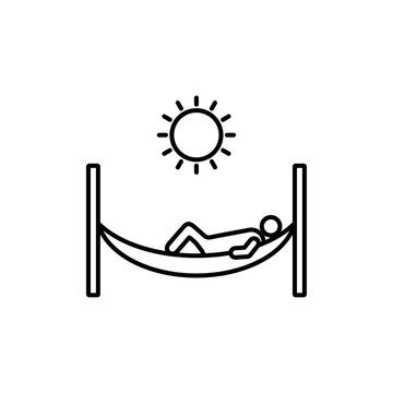 recommend clip art: Person relaxing on hammock icon vector outline logo sign